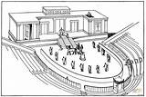 Teatro Romano Teatr Rzymski Antico Greco Kolorowanka Kolorowanki Grecia Edificios sketch template
