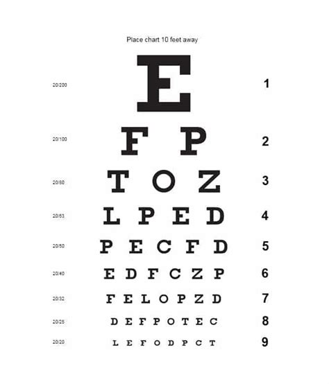 eye chart template  eye test chart eye exam chart eye chart