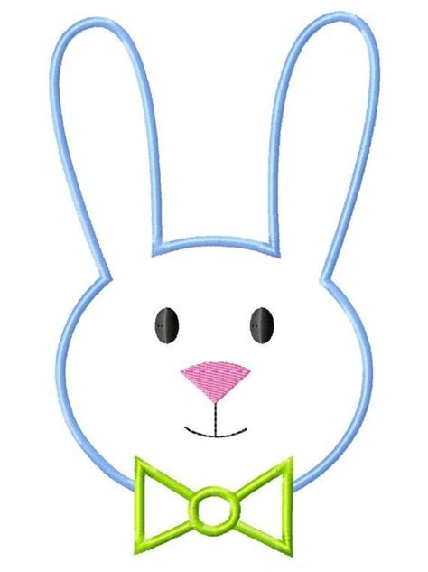 easter rabbit outline boy bunny face machine embroidery applique