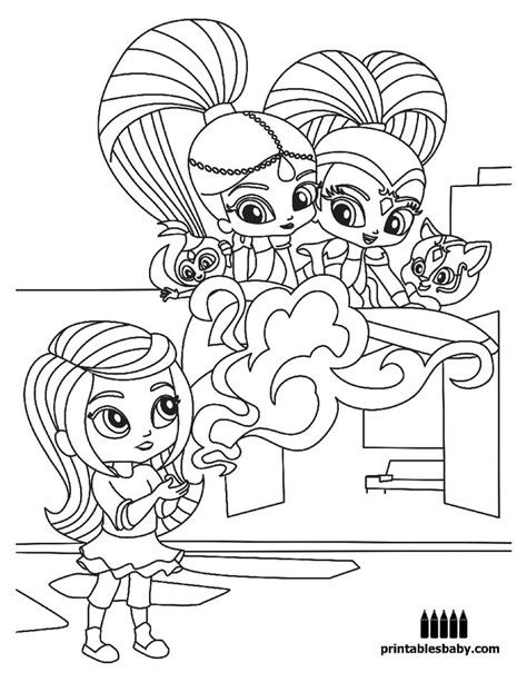 shimmer  shine printables baby  cartoon coloring pages