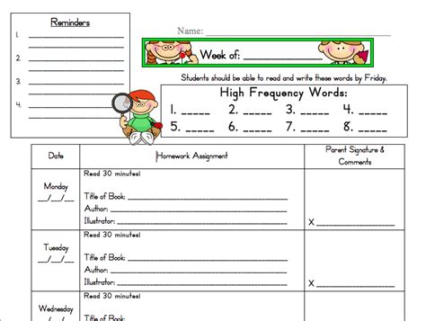 homework planner templates schedules excel  formats