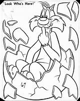 Sylvester Coloring Pages Tunes Looney Cat Character Popular sketch template