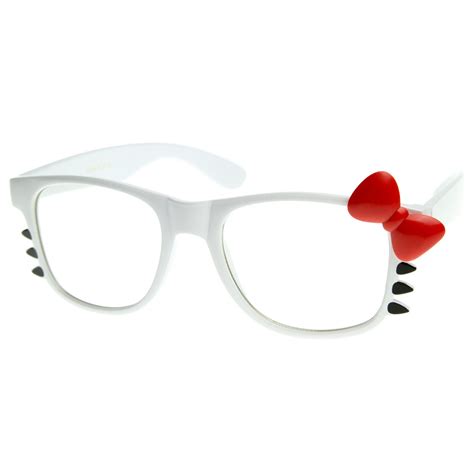 cute hello kitty bow clear lens glasses with bow zerouv