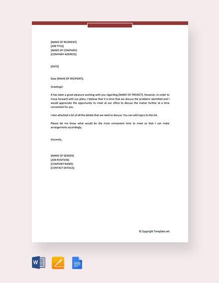 sample business meeting invitation letter templates  ms word