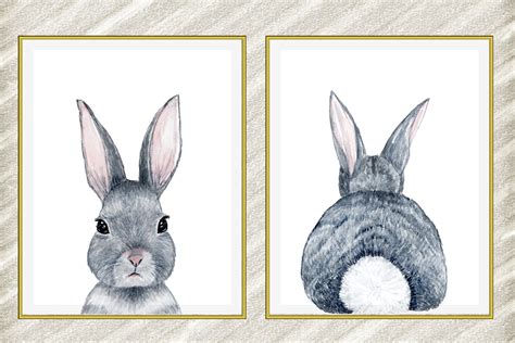 cute bunny digital printrabbit tail printwatercolor bunny