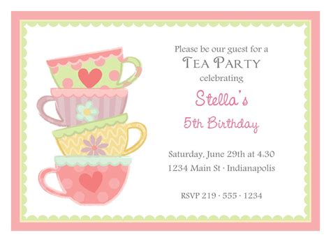high tea party invitation printable party invite template tea party