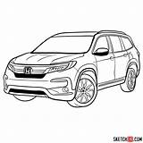 Honda Pilot Draw Vehicles Cars Sketchok sketch template