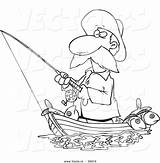 Coloring Fishing Man Pages Fisherman Boat Cartoon Template Standing His Sketch Popular Vector Coloringhome sketch template