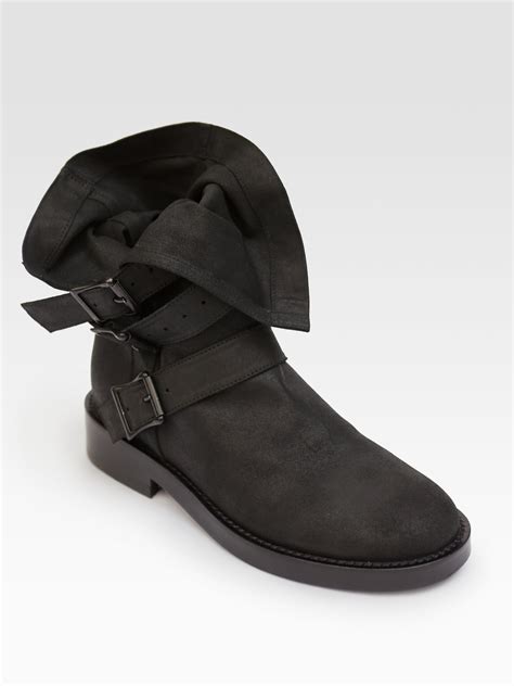lyst ann demeulemeester fold  leather buckle boots  black
