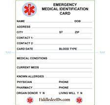 medical wallet card template  printable medical id cards medical