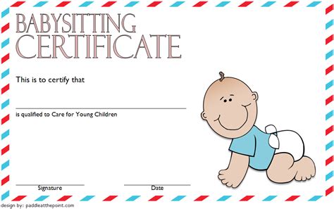 babysitting certificate template  paddle templates
