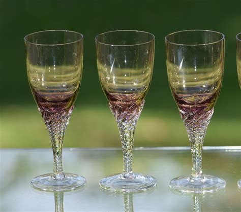 Vintage Purple Wine Glasses Set Of 5 Purple Wine Glass With Clear