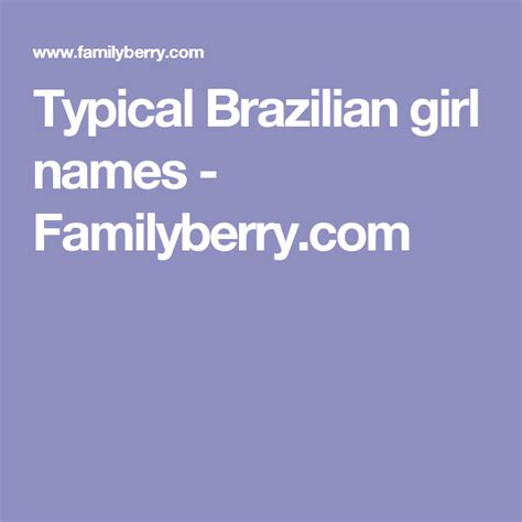 Typical Brazilian Girl Names