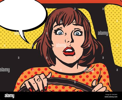 Woman Eyes Scared Car Stock Vector Images Alamy