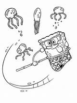 Spongebob Jellyfish Esponja Squarepants Medusas Atrapando sketch template
