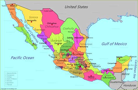 mexico map map  mexico annamapcom