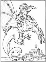 Dragon Coloring Pages Princess Dragons Printable Water Knights Print Colouring Realistic Color Rider Knight Sheets Kids Chinese Label Adults Fantasy sketch template
