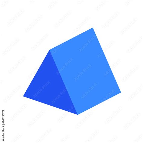 blue triangular prism basic simple  shape isolated  white background geometric triangular