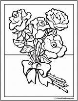Rose Coloring Pages Bouquet Roses Drawing Bunch Pdf Printable Color Colorwithfuzzy Printables Print Kids Ribbon Silk Flower Mom Customize Happy sketch template