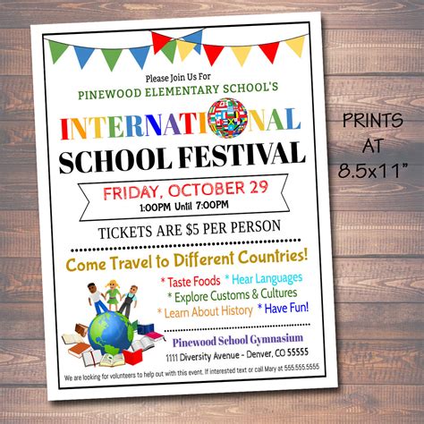 international school festival flyer invite set template tidylady