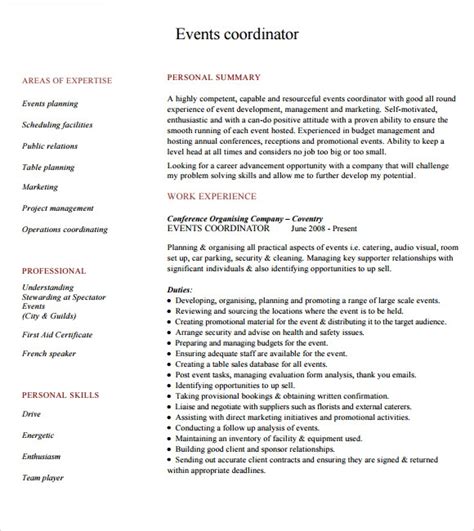 writing  exceptional resume   event planner