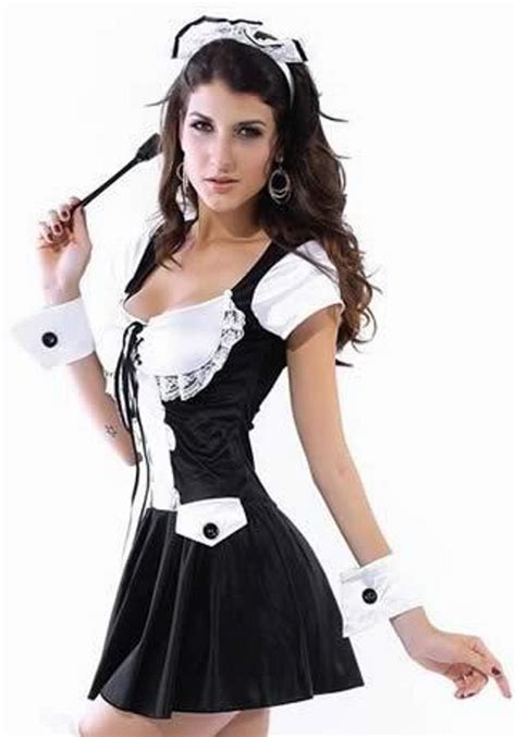 sexy ladies satin french maid adult uniform fancy dress costume hen
