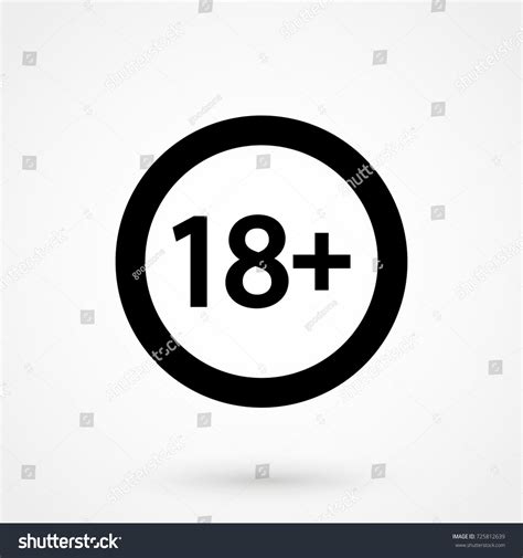 18 plus sign icon isolated on stock vector 725812639 shutterstock