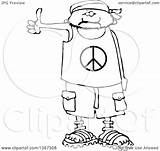 Cartoon Peace Shorts Wearing Shirt Sandals Clipart Hitchhiker Bandana Male Illustration Royalty Human Outline Lineart Vector Djart Drawing Cox Dennis sketch template