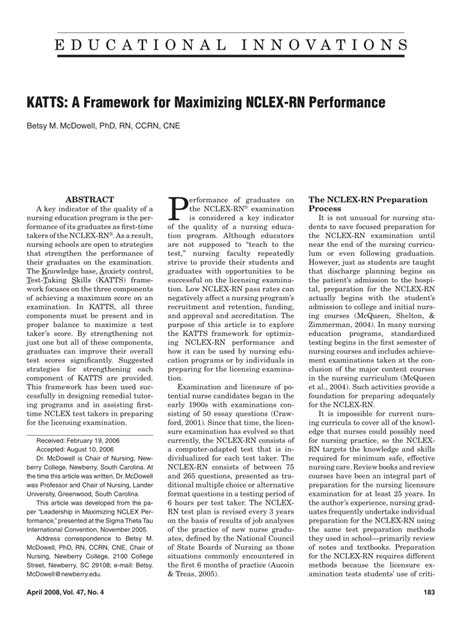 katts  framework  maximizing nclex rn performance
