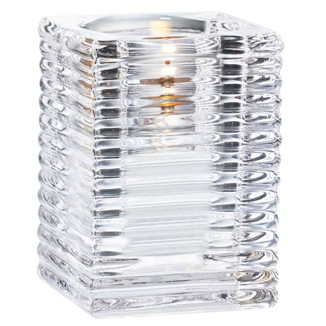 Sterno Products 80142 4 Clear Ribbed Kelly Square Liquid Candle Holder