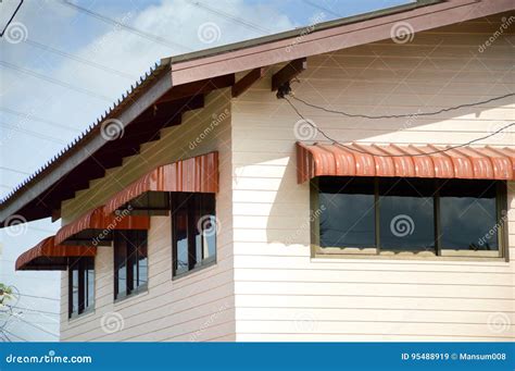 rainproof awning stock image image  mirror roof wooden