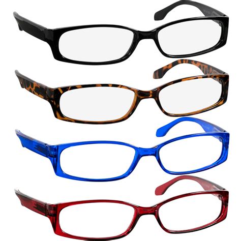 reading glasses 1 5 black tortoise red blue 4 pack readers