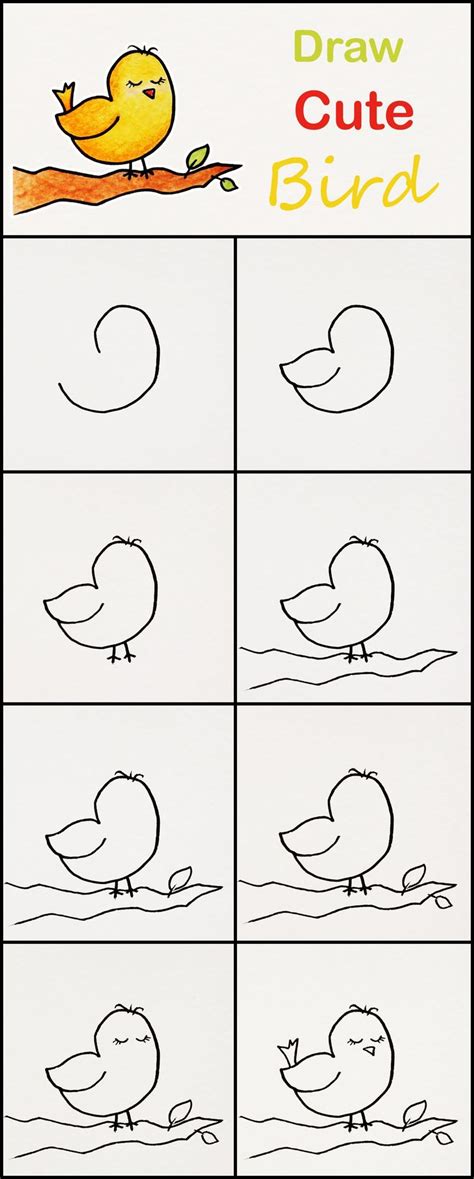 Learn How To Draw A Cute Bird Step By Step ♥ Very Simple
