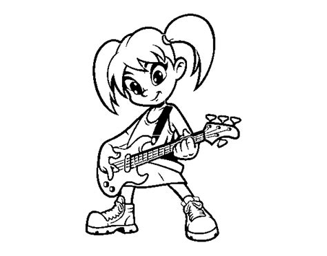 girl  electric guitar coloring page coloringcrewcom