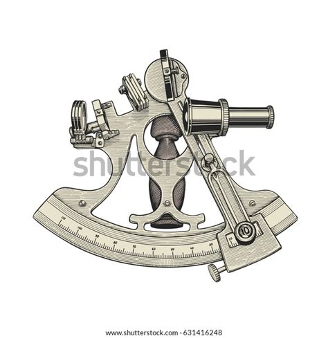 sextant vintage style vector engraving illustration stock vector