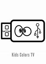 Kids Coloring Pages Pen Drive Draw Drawing Youtu sketch template