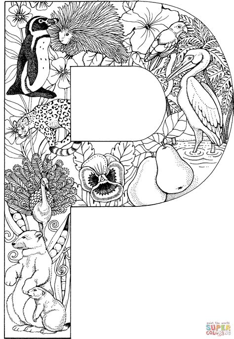 letter p  animals coloring page  printable coloring pages