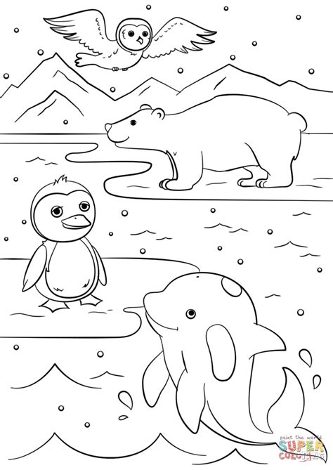 winter animals coloring page  printable coloring pages coloring