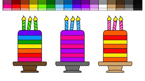 learn colors  kids  color  rainbow layer birthday cake coloring