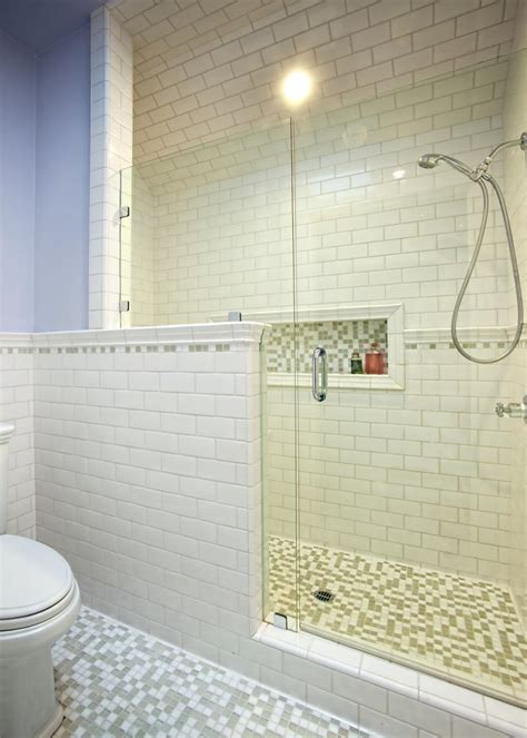 blue bathroom with subway tile shower hgtv