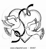 Doves Clipart Heart Ribbon Two Flying Wedding Over Illustration Bells Kissing Tattoo Flowers Charley Franzwa Clipartof Clip Turtle Coloring Pages sketch template