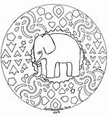 Mandala Elephant Mandalas Coloring Simple Pages Adults Print Kids Big Animals Too Printable Children Color Difficulty Level Waiting Colored Pretty sketch template