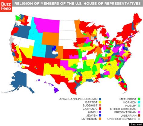 religion map  congress members shows  diversity  faith  government map huffpost