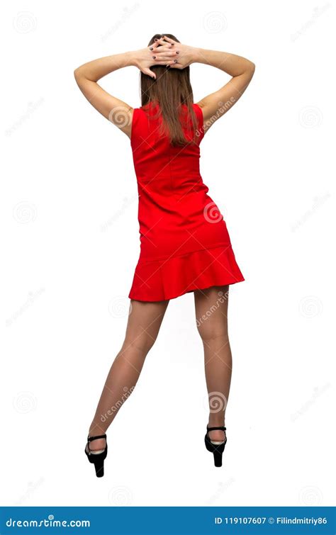 Woman In Red Dress Stock Image Image Of Hair Shoes 119107607