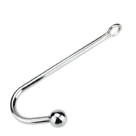 Length 250mm Stainless Steel Anal Hook With Bead Metal Butt Plug Bdsm