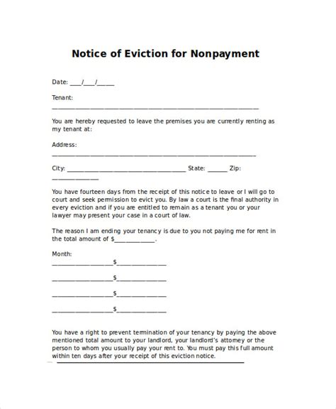 sample  eviction letter  tenant
