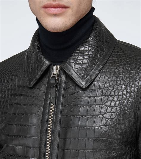 tom ford exclusive to mytheresa crocodile effect leather jacket in