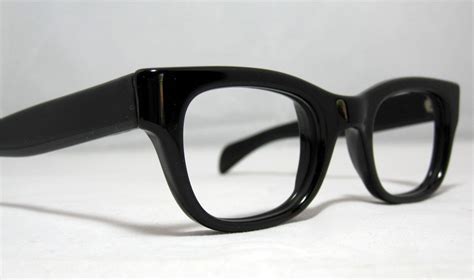 vintage eyeglasses mens solid black horn rim frames