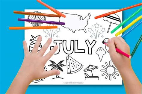 printable july coloring page   happy