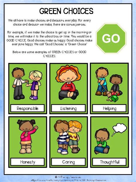 behavior management red  green choices preschool pre  kindness
